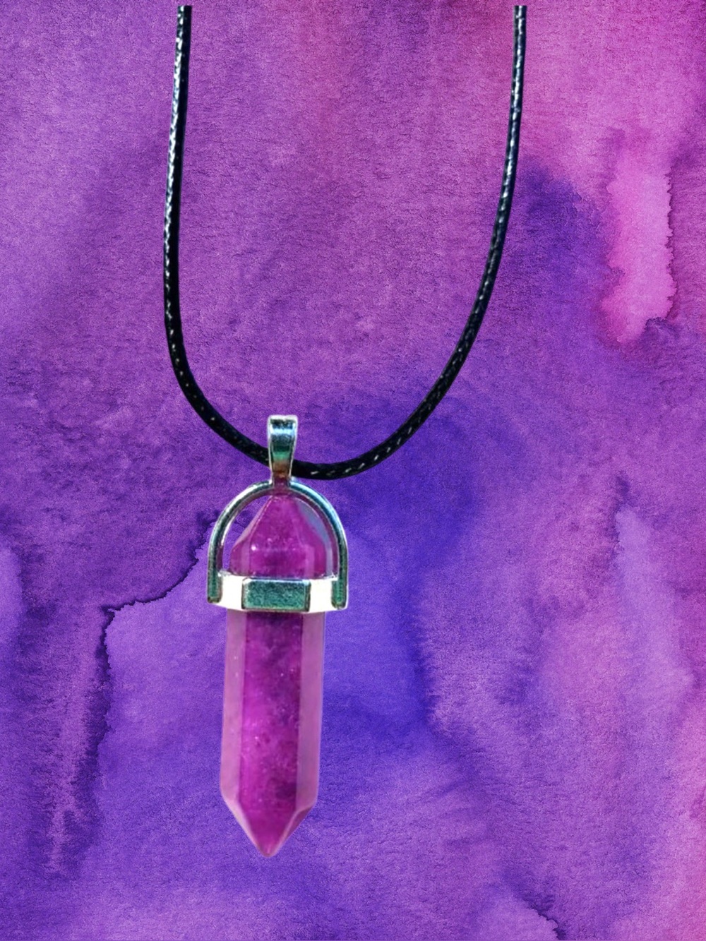 🆕Boutique Women’s Short Faux Amethyst Crystal Adjustable Black Cord Necklace❤️
